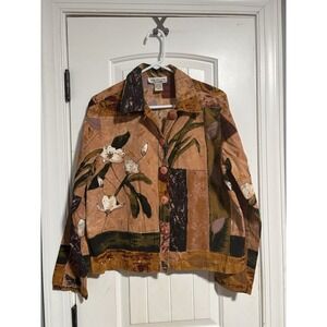 Vtg Directions Floral Embroidered Jacket Button Up‎ Size M
